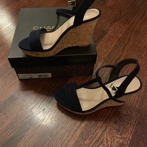 Brand new Charles David Navy wedge sandals